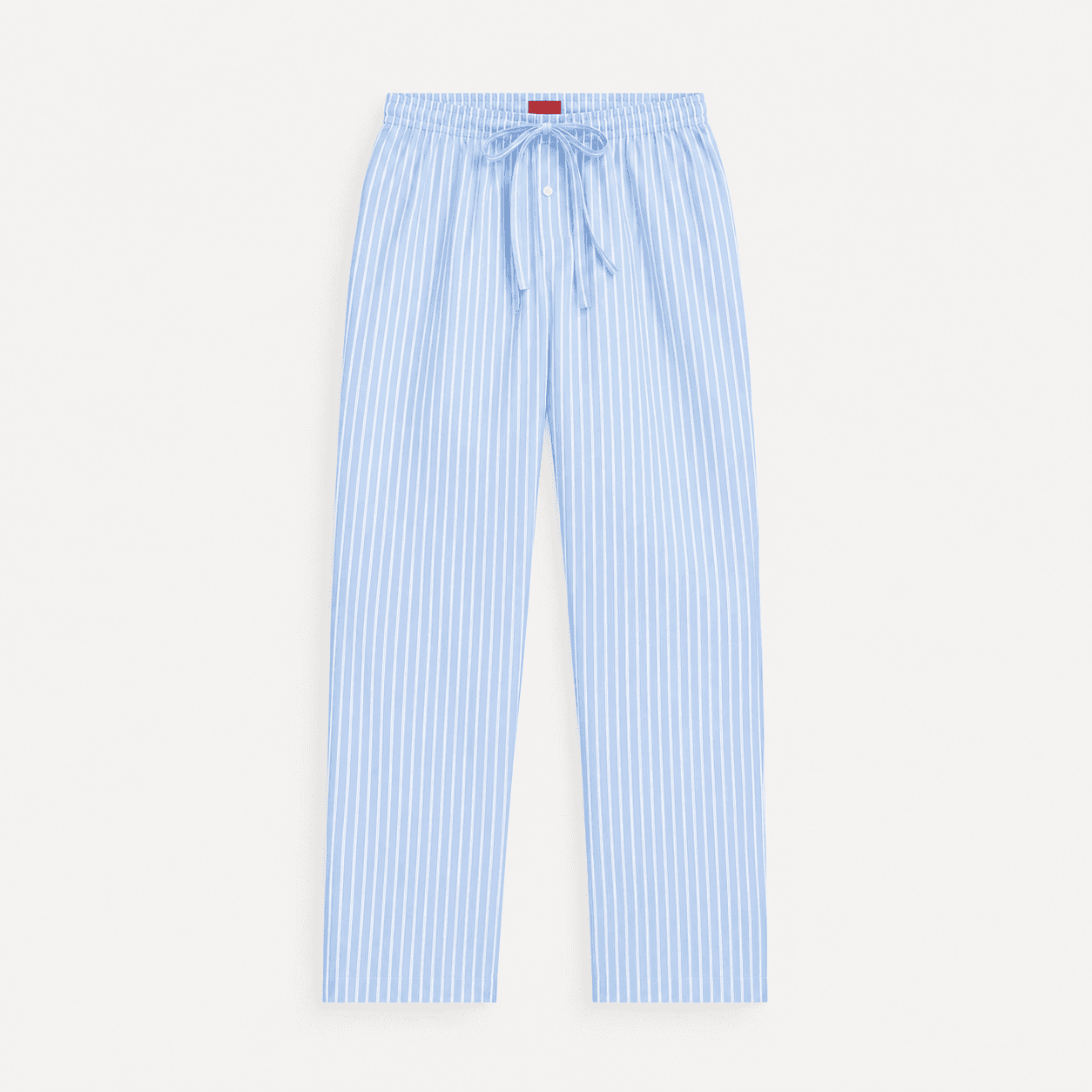 Blue and white pinstripe pajama pants.