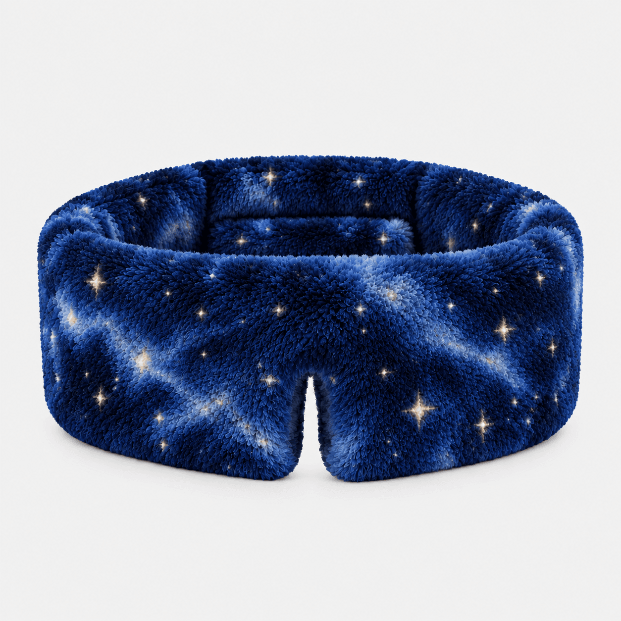 Navy starfield plush silk sleep mask.